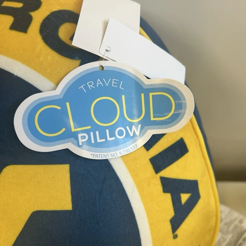 west virginia mountaineers Logo 2 Sided Round Cloud Travel Pillow NEW (FLAW)